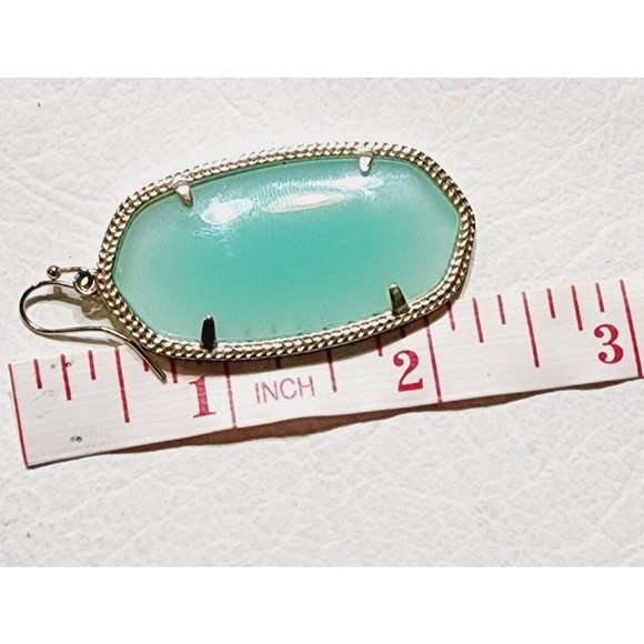 KENDRA SCOTT Danielle Chalcedony Mint Glass Gold Drop Large Earrings - Picture 6 of 7